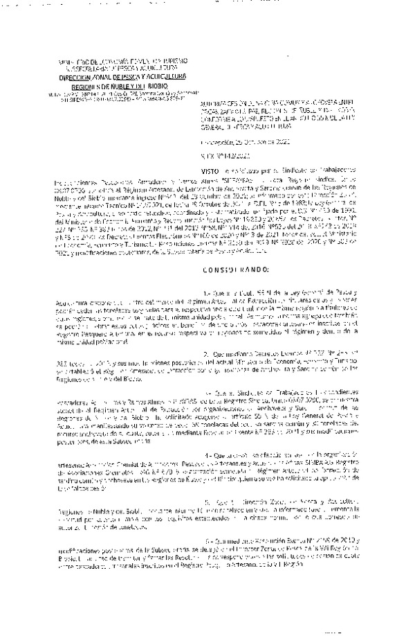 Res. Ex. N° 142-2021 (DZP Ñuble y del Biobío) Autoriza cesión Sardina Común y Anchoveta Región de Ñuble-Biobío (Publicado en Página Web 29-10-2021)