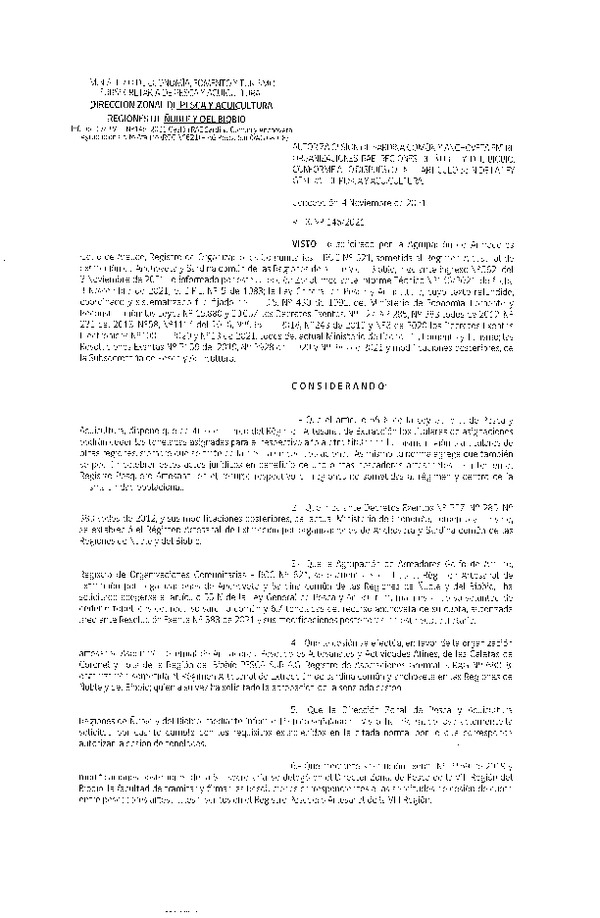 Res. Ex. N° 146-2021 (DZP Ñuble y del Biobío) Autoriza cesión Sardina Común y Anchoveta Región de Ñuble-Biobío (Publicado en Página Web 10-11-2021)