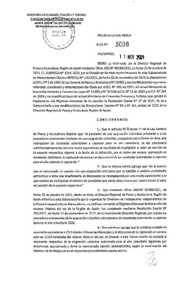 Res. Ex. N° 3008-2021 Resuelve lo que indica. (Publicado en Página Web 12-11-2021)