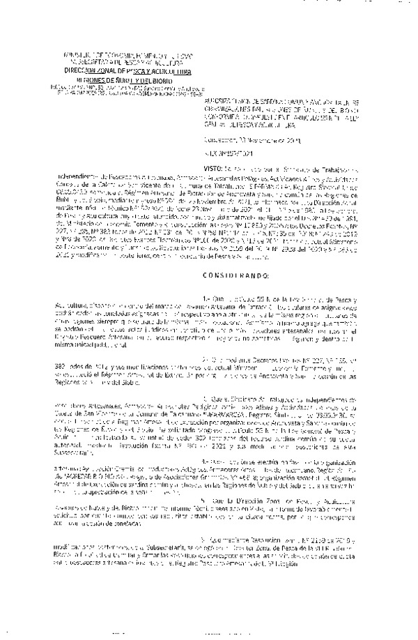 Res. Ex. N° 152-2021 (DZP Ñuble y del Biobío) Modifica Res. Ex. N° 131-2021 (DZP Ñuble y del Biobío) (Publicado en Página Web 24-11-2021)