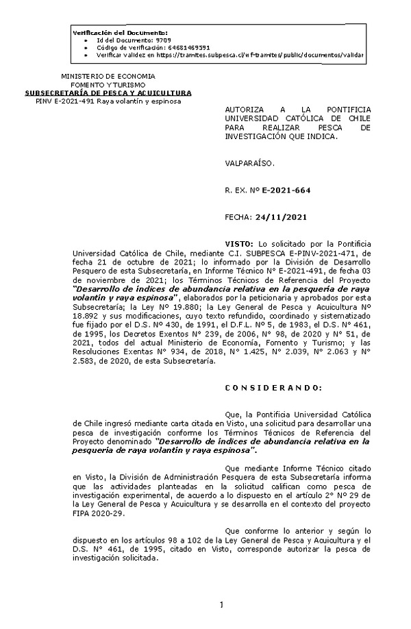 R. EX. Nº E-2021-664 Desarrollo de índices de abundancia relativa en la pesquería de raya volantín y raya espinosa. (Publicado en Página Web 25-11-2021)