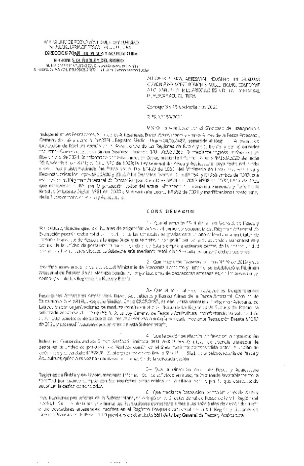 Res. Ex. N° 153-2021 (DZP Ñuble y del Biobío) Autoriza cesión merluza común. (Publicado en Página Web 25-11-2021)