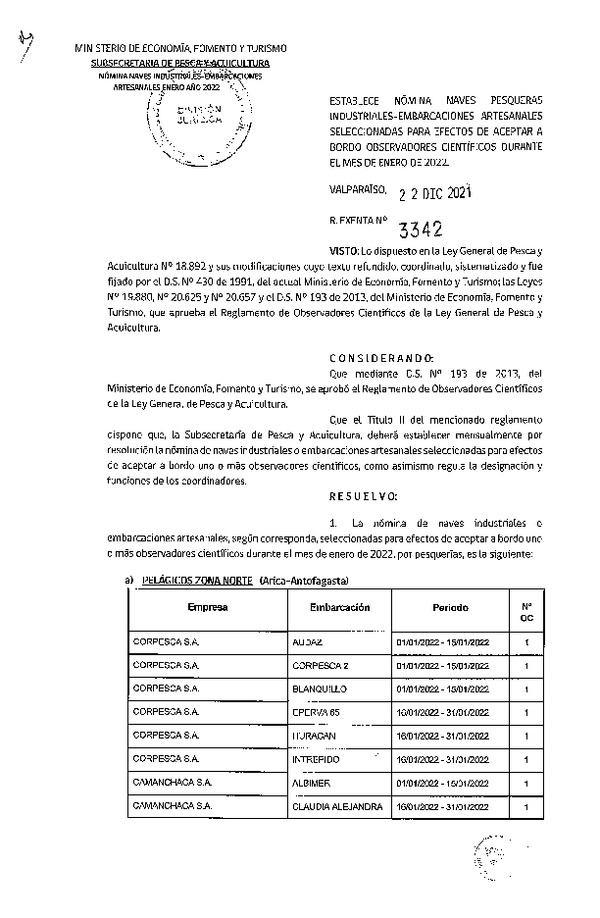 Res. Ex. Nº 3342-2021 Naves mes de enero de 2022.