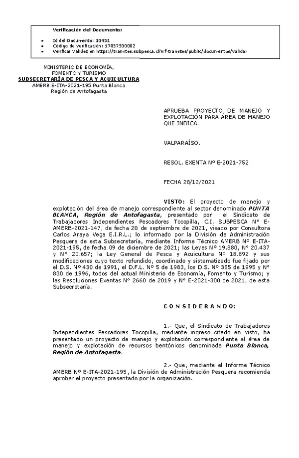 RESOL. EXENTA Nº E-2020-752 Plan de manejo. (Publicado en Página Web 29-12-2021)