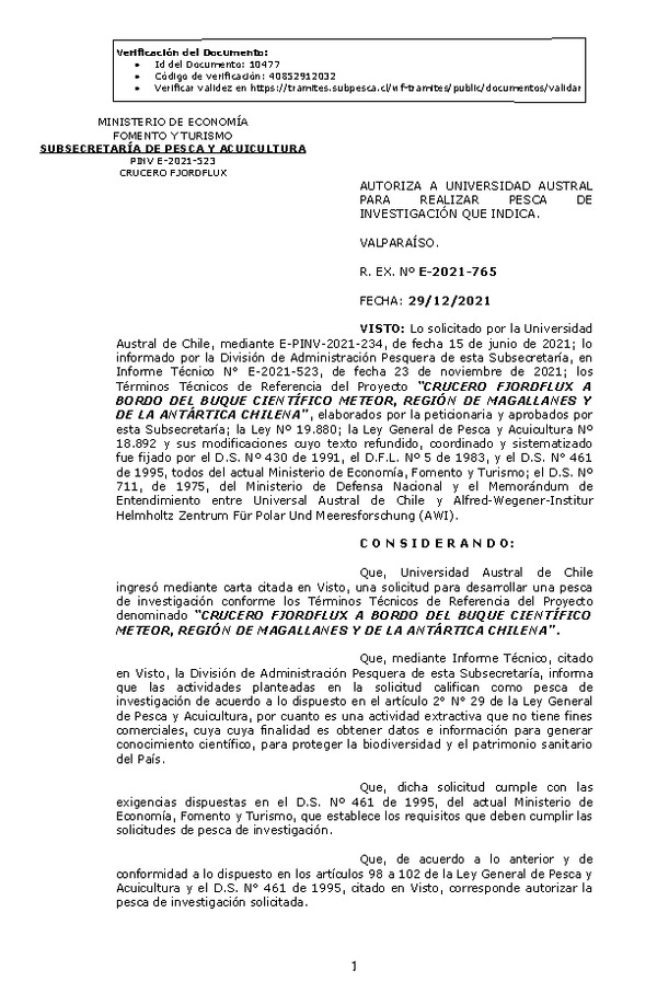 R. EX. Nº E-2021-765 CARACTERIZACIÓN MOLECULAR Y ECOLÓGICA DE LA INFECCIÓN POR DIPHYLLOBOTHRIIDAE EN LA FAUNA ZOOPLANCTÓNICA DEL LAGO COLICO, REGIÓN DE LA ARAUCANÍA. (Publicado en Página Web 30-12-2021).