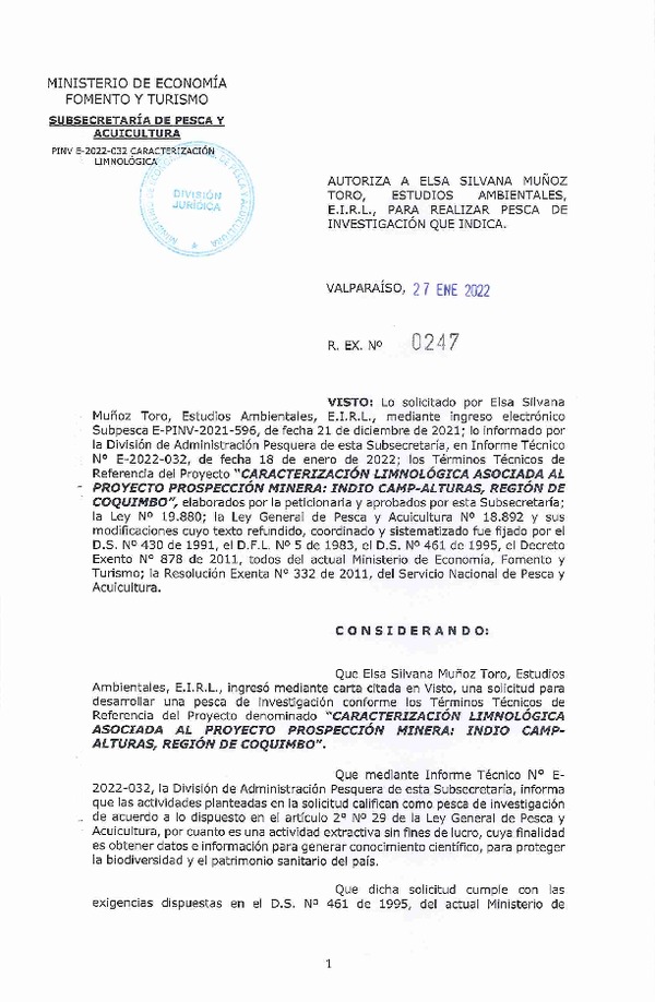 Res. Ex. N° 247-2022 ELSA SILVANA MUÑOZ TORO (Publicado en Página Web 28-01-2022)