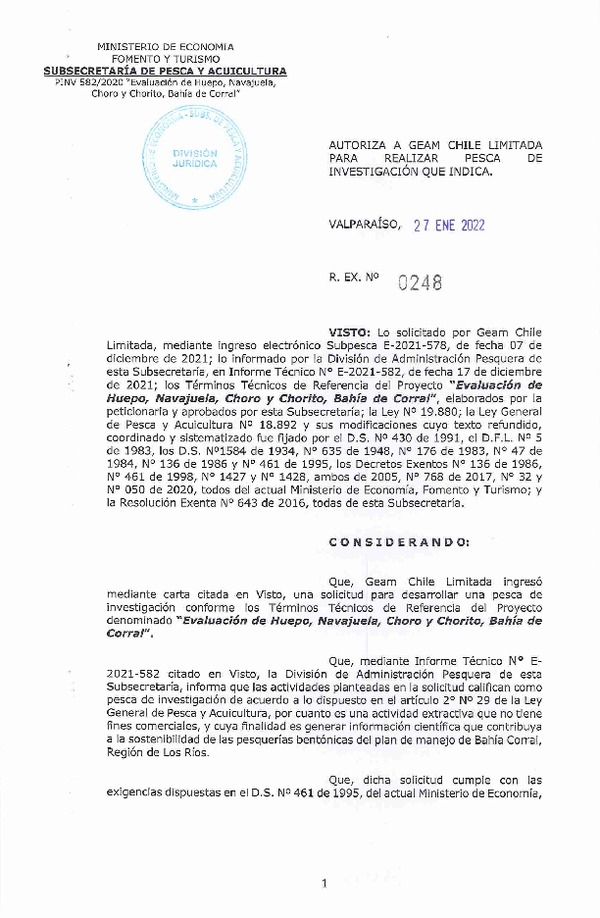 Res. Ex. N° 248-2022 GEAM CHILE LIMITADA (Publicado en Página Web 28-01-2022)