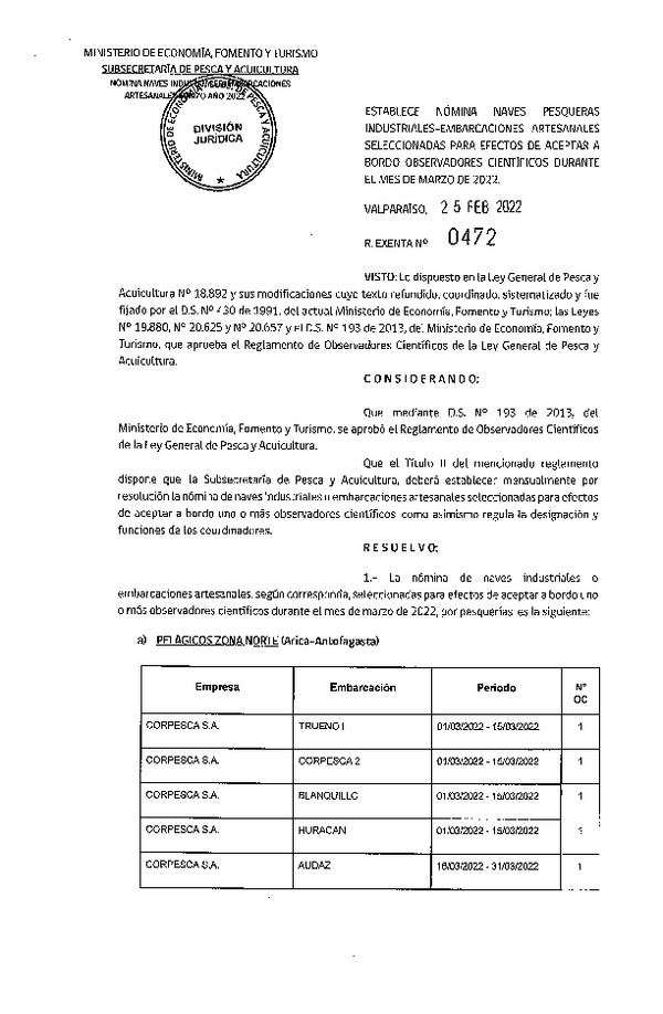 Res. Ex. Nº 0472-2022 Naves mes de marzo de 2022.