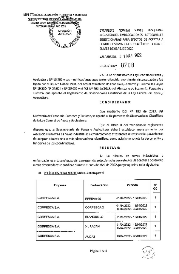 Res. Ex. Nº 0708-2022 Naves mes de abril de 2022.