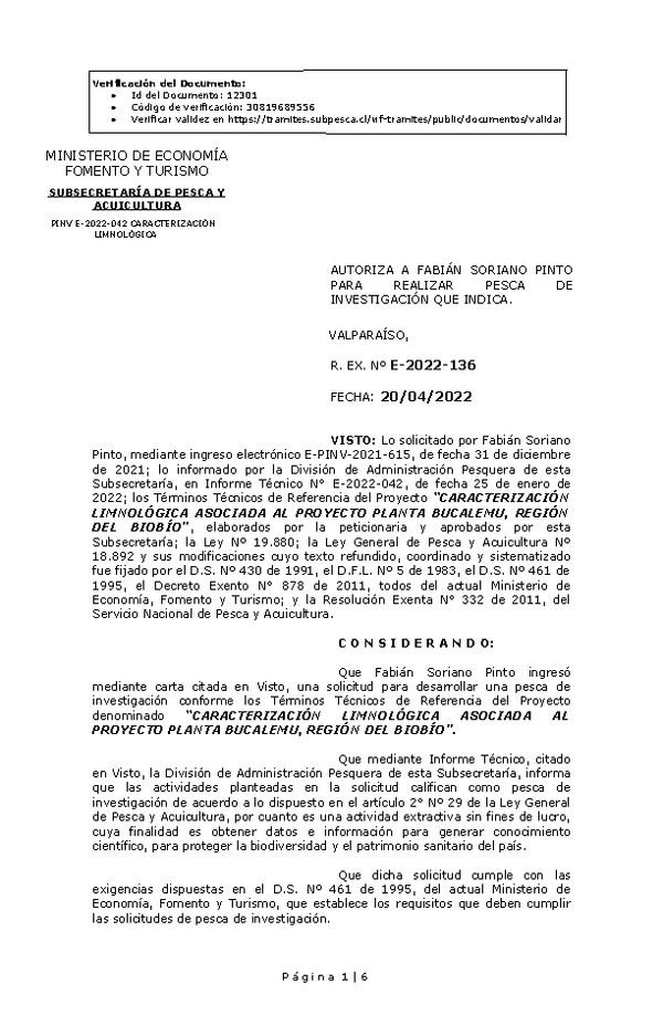 R. EX. Nº E-2022-136 CARACTERIZACIÓN LIMNOLÓGICA ASOCIADA AL PROYECTO PLANTA BUCALEMU, REGIÓN DEL BIOBÍO. (Publicado en Página Web 21-04-2022)