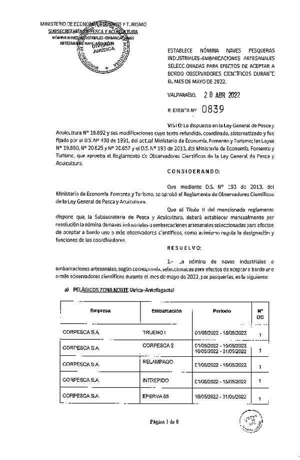 Res. Ex. Nº 0839-2022 Naves mes de mayo de 2022.