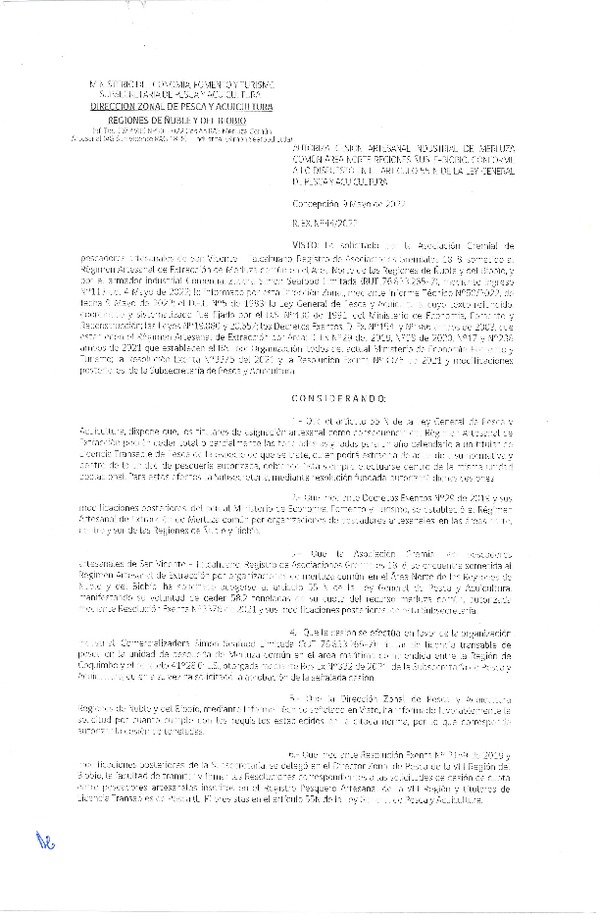 Res. Ex. N° 044-2022 (DZP Ñuble y del Biobío) Autoriza cesión Merluza Común. (Publicado en Página Web 10-05-2022)