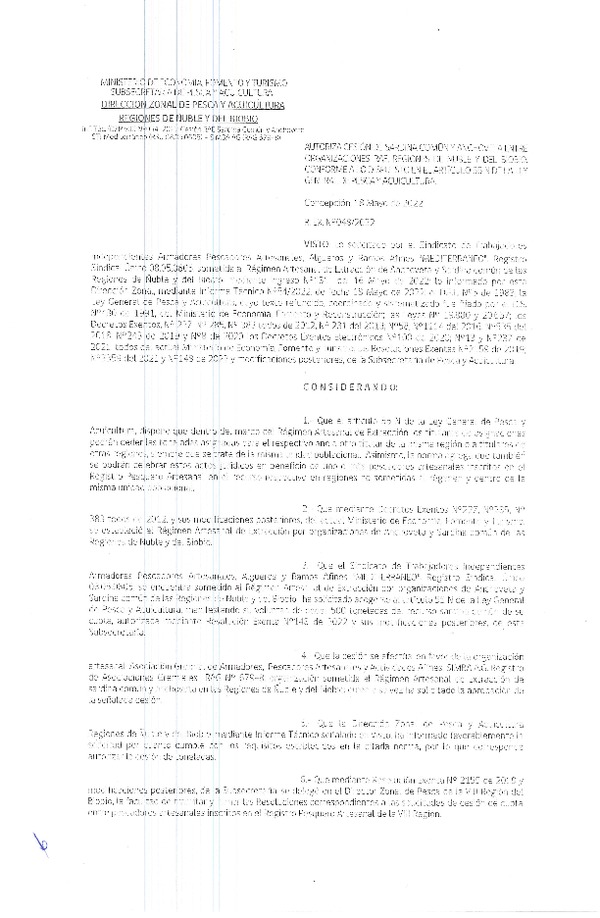 Res. Ex. N° 048-2022 (DZP Ñuble y del Biobío) Autoriza cesión Sardina común y Anchoveta. (Publicado en Página Web 17-05-2022)
