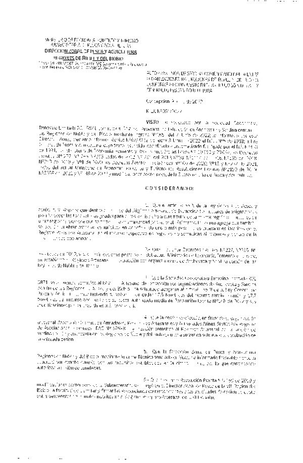 Res. Ex. N° 061-2022 (DZP Ñuble y del Biobío) Autoriza cesión Sardina común y Anchoveta. (Publicado en Página Web 09-06-2022)
