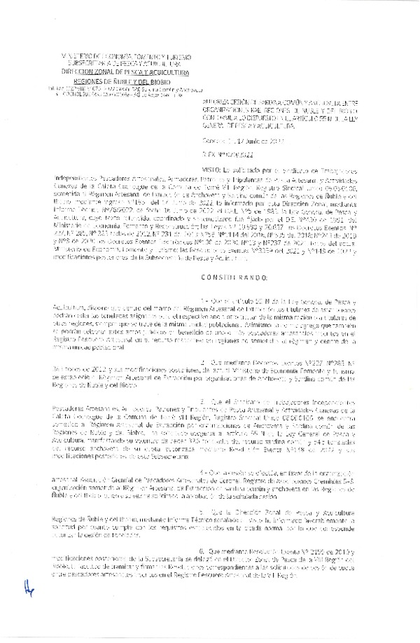Res. Ex. N° 070-2022 (DZP Ñuble y del Biobío) Autoriza cesión Sardina común y Anchoveta. (Publicado en Página Web 17-06-2022)