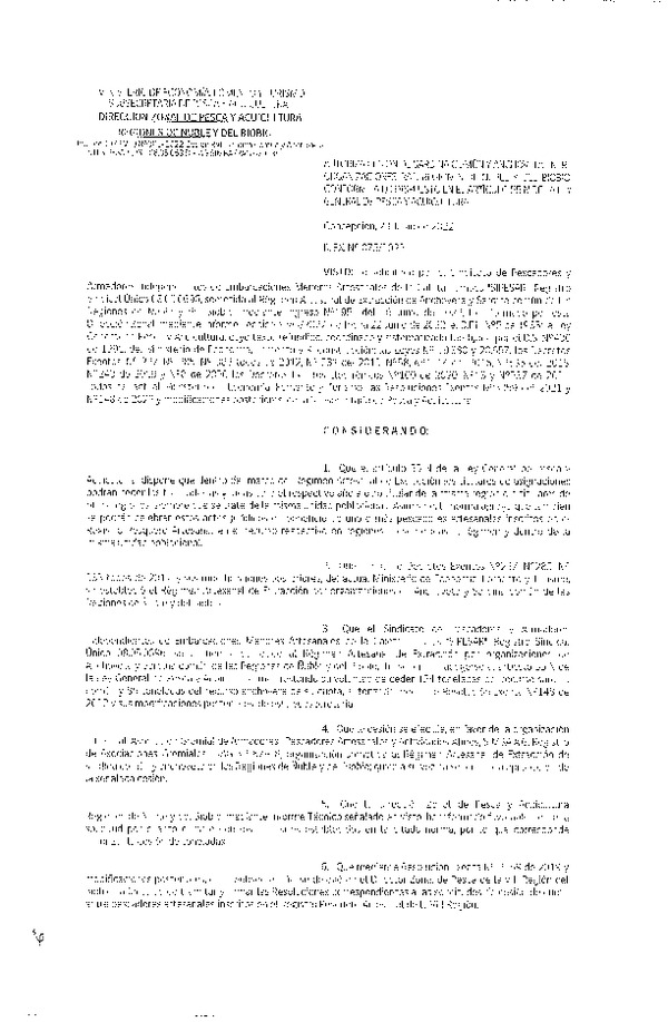 Res. Ex. N° 075-2022 (DZP Ñuble y del Biobío) Autoriza cesión Sardina común y Anchoveta. (Publicado en Página Web 24-06-2022)