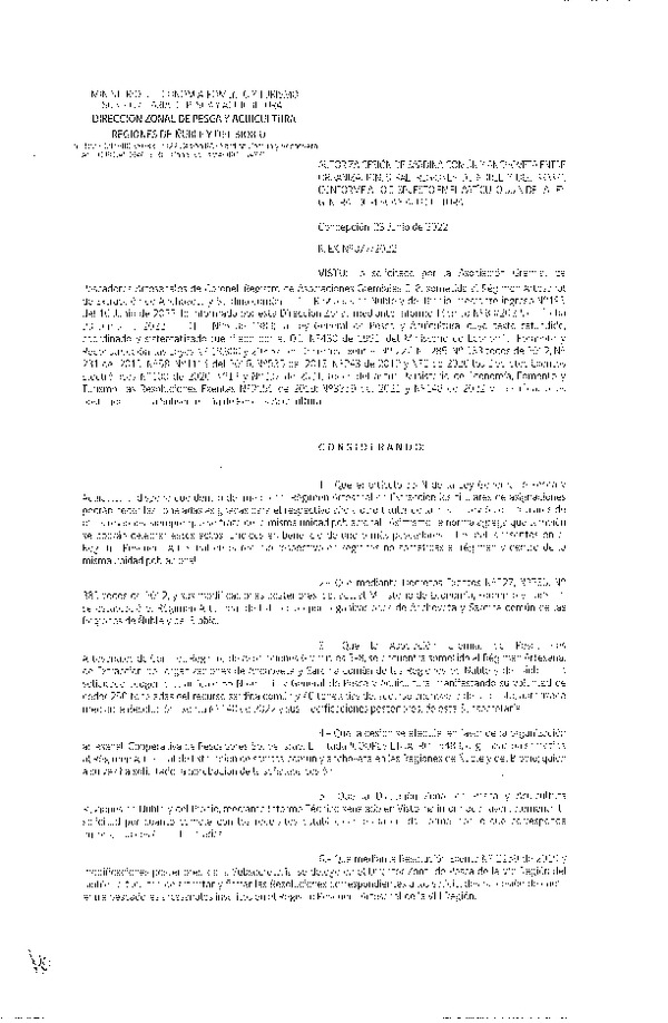 Res. Ex. N° 077-2022 (DZP Ñuble y del Biobío) Autoriza cesión Sardina común y Anchoveta. (Publicado en Página Web 24-06-2022)