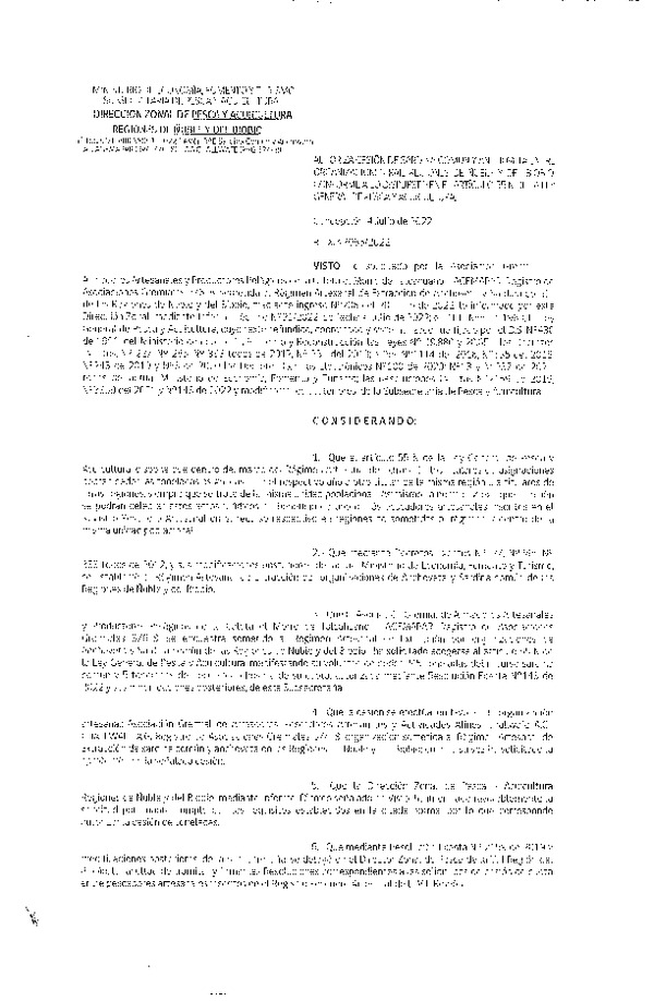 Res. Ex. N° 085-2022 (DZP Ñuble y del Biobío) Autoriza cesión Sardina común y Anchoveta. (Publicado en Página Web 04-07-2022)