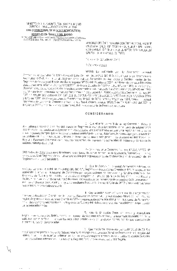 Res. Ex. N° 093-2022 (DZP Ñuble y del Biobío) Autoriza cesión Sardina común y Anchoveta. (Publicado en Página Web 22-07-2022)