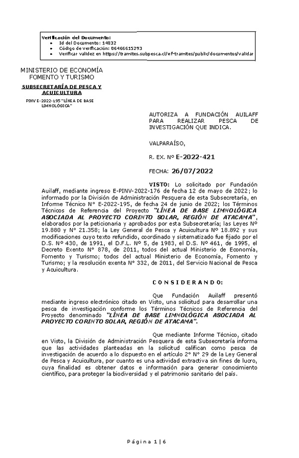 R. EX. Nº E-2022-421 LÍNEA DE BASE LIMNOLÓGICA ASOCIADA AL PROYECTO CORINTO SOLAR, REGIÓN DE ATACAMA. (Publicado en Página Web 27-07-2022)