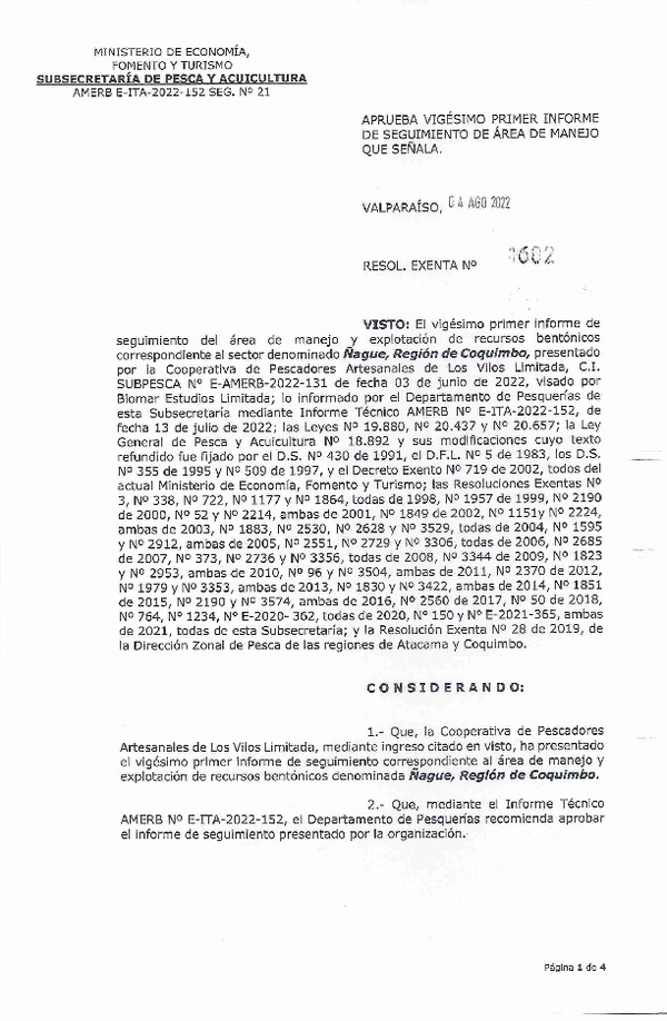 Res. Ex. N° 1602-2022 Aprueba 21° seguimiento. (Publicado en Página Web 08-08-2022)