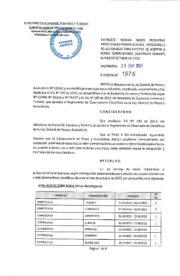 Res. Ex. Nº 1976-2022 Naves mes de Octubre de 2022.