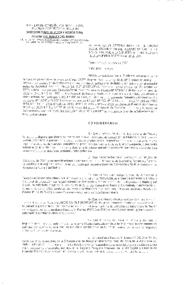 Res. Ex. N° 0113-2022 (DZP Ñuble y del Biobío) Autoriza cesión Sardina Común. (Publicado en Página Web 25-10-2022)