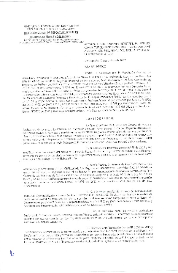 Res. Ex. N° 116-2022 (DZP Ñuble y del Biobío) Autoriza cesión Merluza Común. (Publicado en Página Web 11-11-2022)
