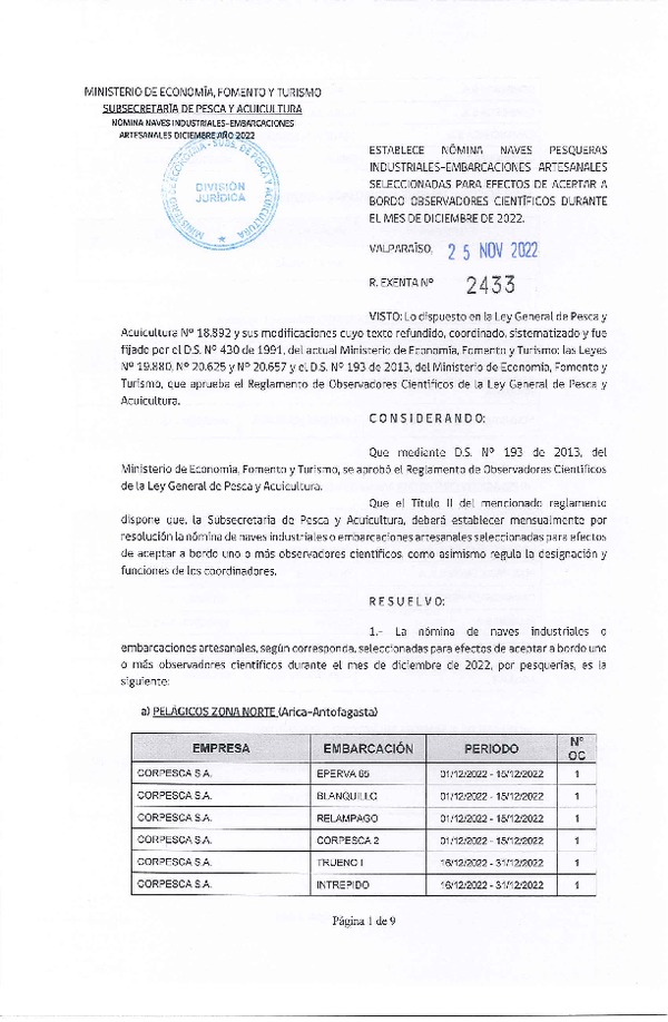 Res. Ex. Nº 2433-2022 Naves mes de Diciembre de 2022.