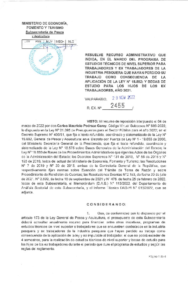 Res. Ex. N° 2455-2022 Resuelve Recursos Administrativos que Indica. (Publicado en Página Web 30-11-2022)