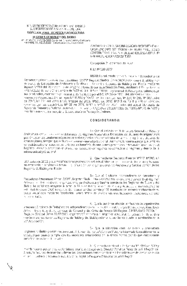 Res. Ex. N° 126-2022 (DZP Ñuble y del Biobío) Autoriza cesión Sardina común y Anchoveta. (Publicado en Página Web 21-12-2022)