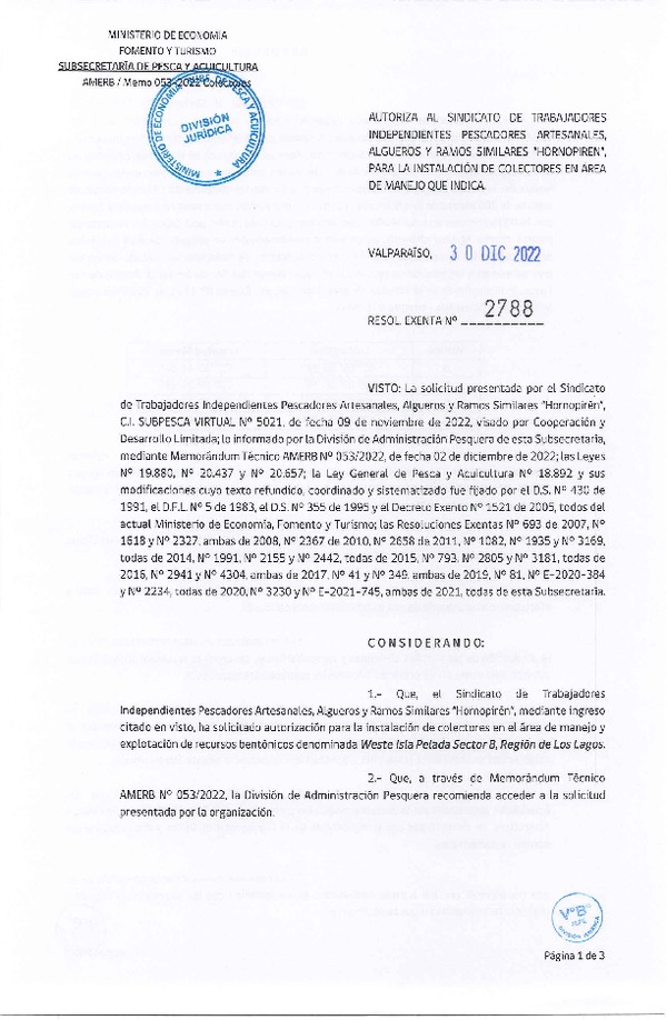 Res. Ex. N° 2788-2022 Autoriza Instalación de Colectores. (Publicado en Página Web 30-12-2022)