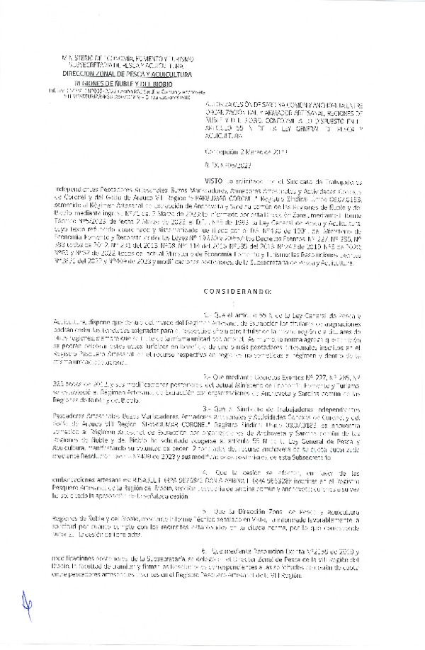 Res. Ex. N° 005-2023 (DZP Ñuble y del Biobío) Autoriza cesión Sardina común y Anchoveta. (Publicado en Página Web 03-03-2023)