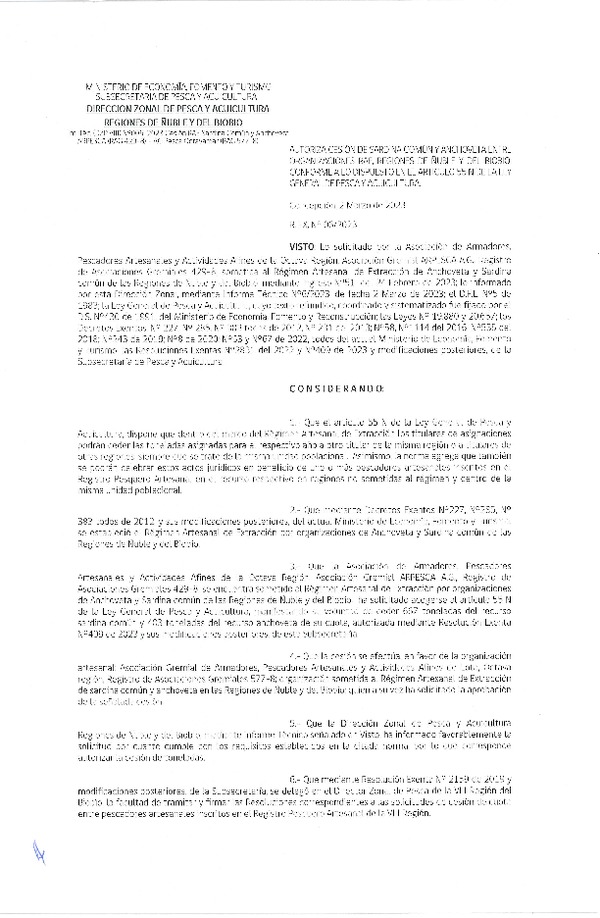 Res. Ex. N° 006-2023 (DZP Ñuble y del Biobío) Autoriza cesión Sardina común y Anchoveta. (Publicado en Página Web 03-03-2023)