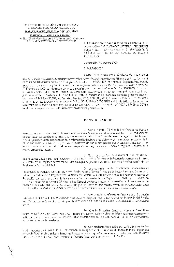 Res. Ex. N° 008-2023 (DZP Ñuble y del Biobío) Autoriza cesión Sardina común y Anchoveta. (Publicado en Página Web 03-03-2023)