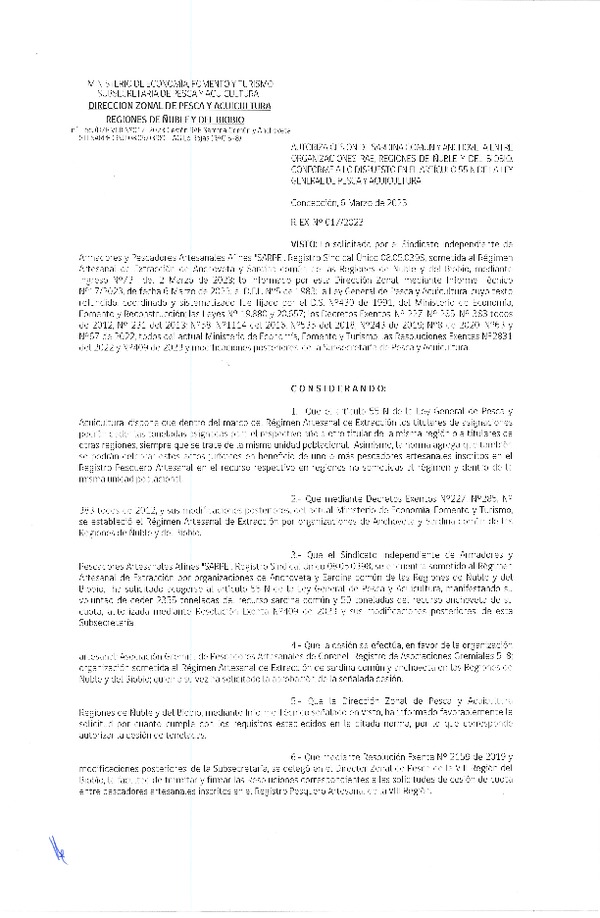 Res. Ex. N° 017-2023 (DZP Ñuble y del Biobío) Autoriza cesión Sardina común y Anchoveta. (Publicado en Página Web 07-03-2023)