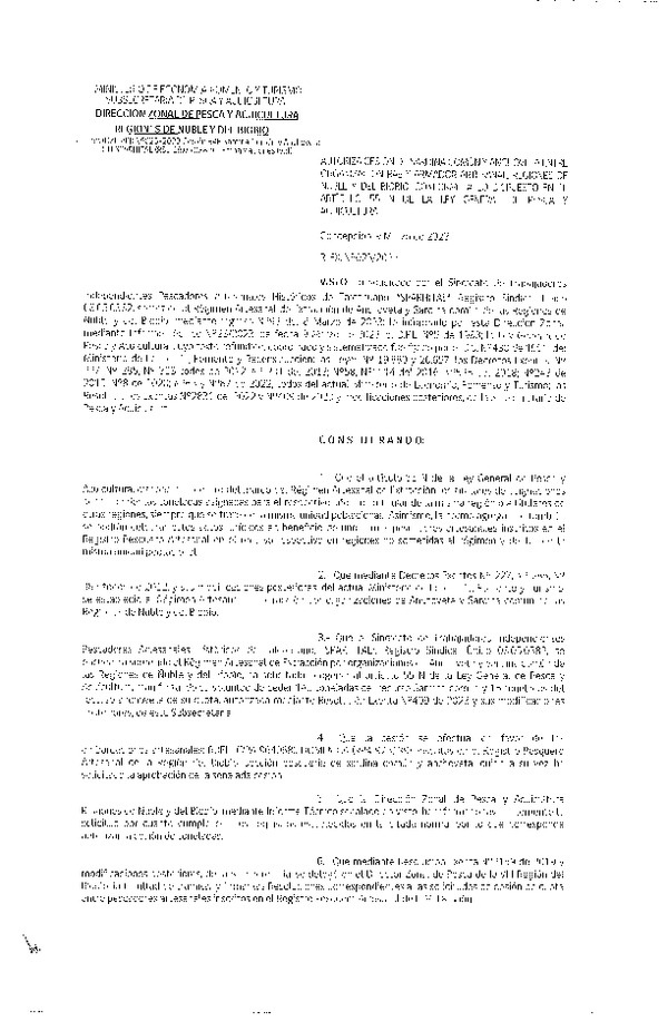 Res. Ex. N° 023-2023 (DZP Ñuble y del Biobío) Autoriza cesión Sardina común y Anchoveta. (Publicado en Página Web 09-03-2023)