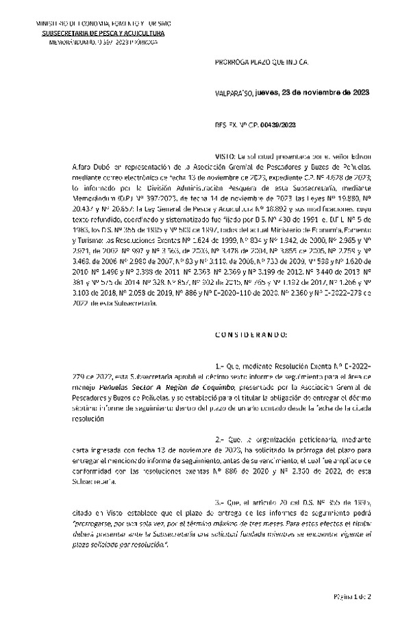 Res. Ex. CERO PAPEL Nº 00439-2023 Prorroga plazo que indica. (Publicado en Página Web 19-12-2023)