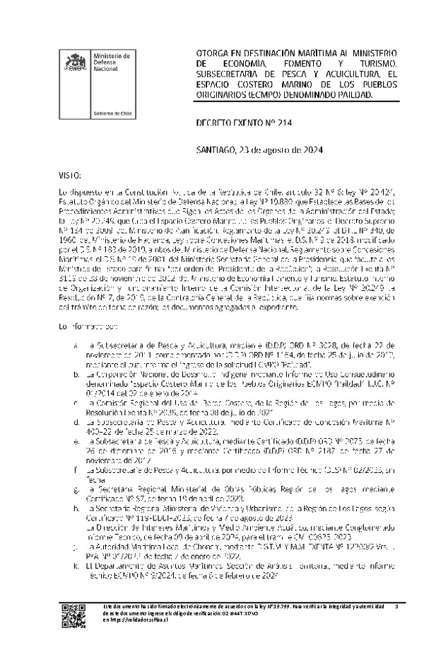 Decreto de regulación marina Paildad