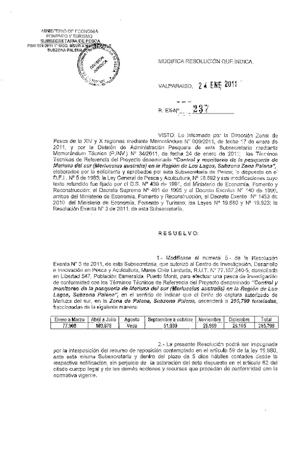 r ex pinv 237-2011 modifica r 3-2011 mares chile merluza del sur x.pdf