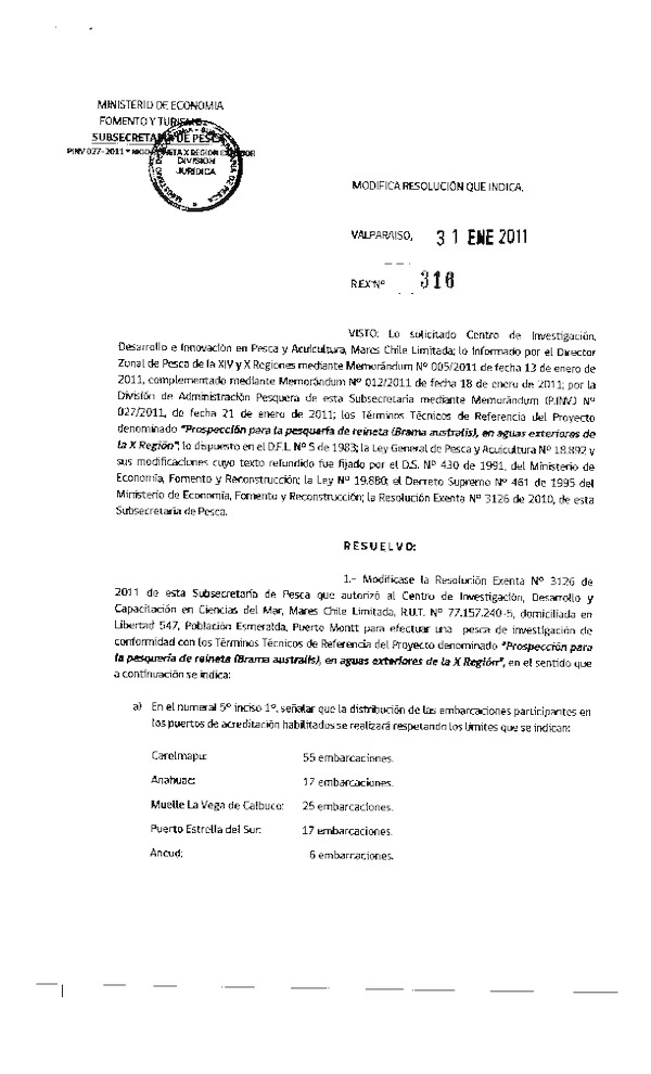 r ex pinv 316-2011 modifica r 3126-2011 mares chile reineta x.pdf