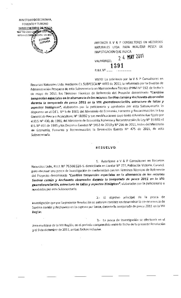 r ex 1391-2011 v y p consultores en recursos naturales anchoveta y sardina viii.pdf