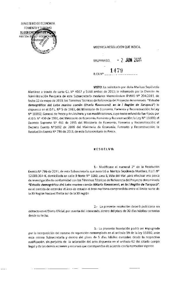 r ex 1479-11 modifica r 786-2011 maritza sepulveda martinez lobo marino comun i.pdf