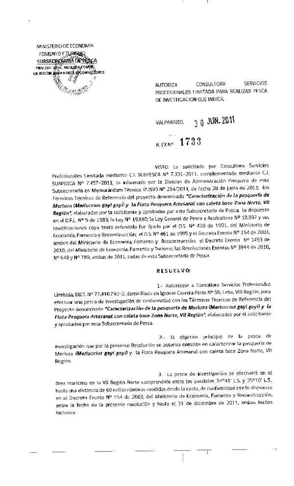 r ex 1733-11 consultora servicios profesionales limitada merluza comun vii.pdf