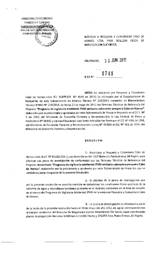 r ex 1741-11 pesquera y conservera cabo de hornos fauna bentonica xii.pdf