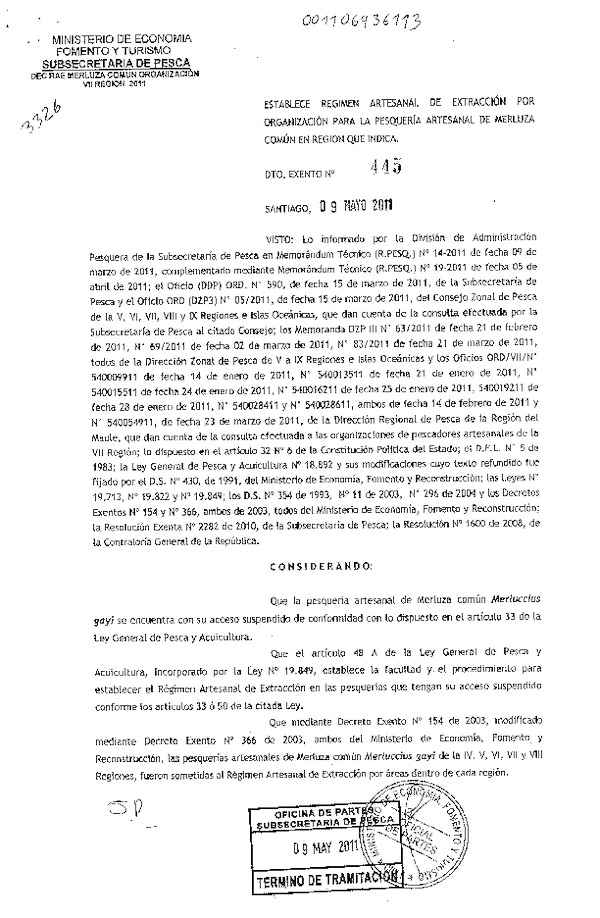 d ex 445-2011 establece rae por organización merluza comun vii.pdf