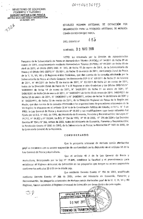 d ex 445-2011 establece rae por organización merluza comun vii.pdf