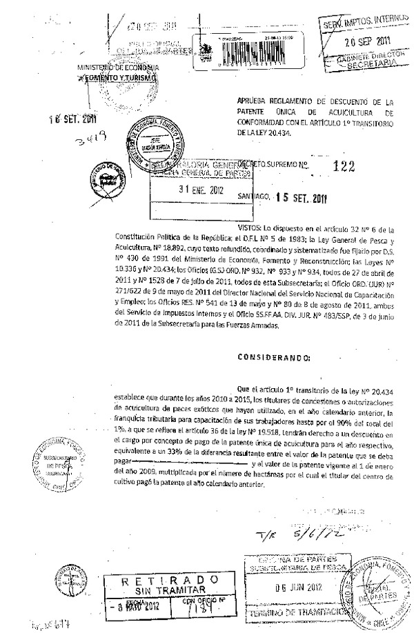 ds 122-2011 reglamento descuento patente acuicultura.pdf