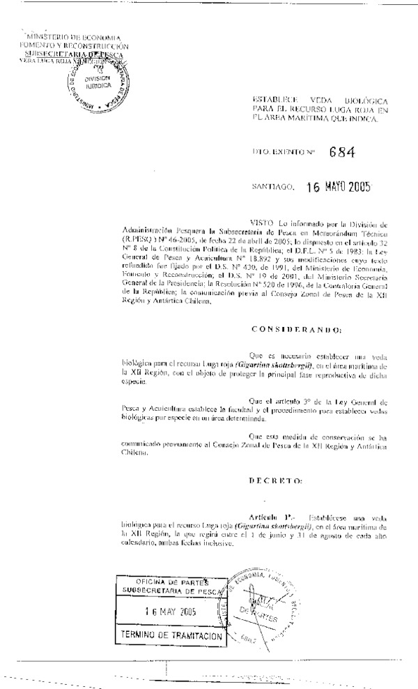 d ex 684-05 establece veda biologica luga roja xii.pdf