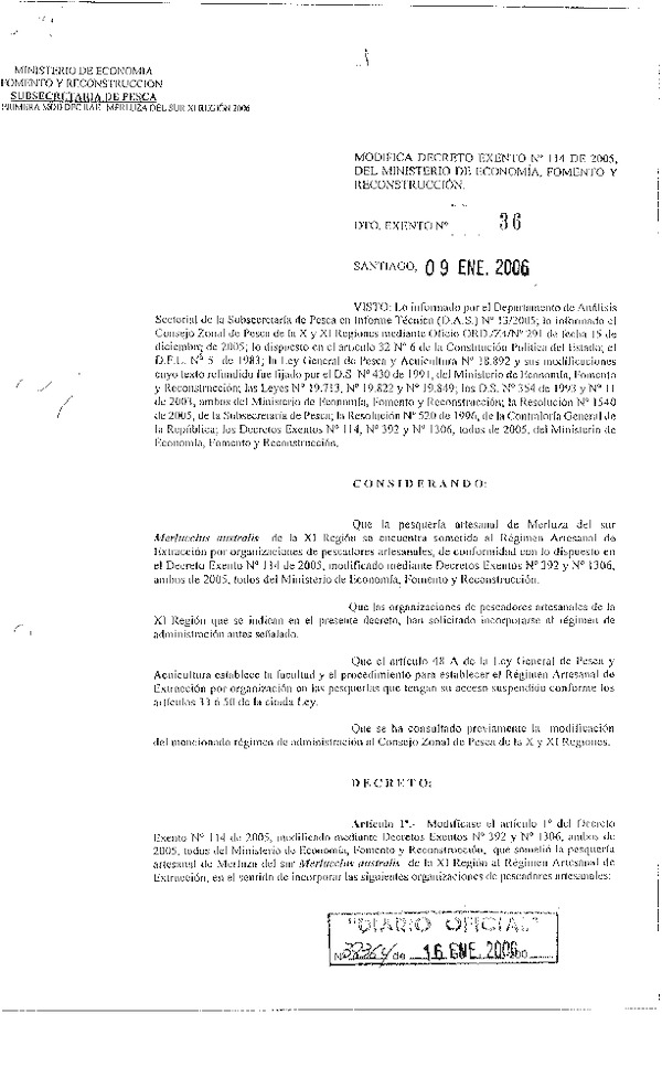 d.ex. n° 36 de 2006 mod dex n° 114 -05 de minecon.pdf